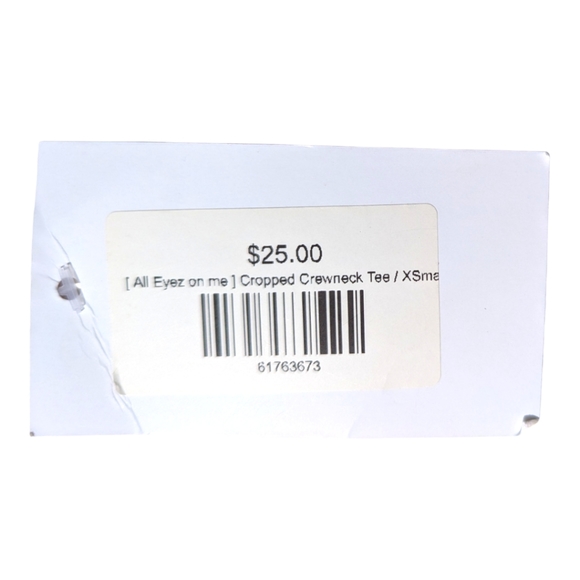 90's Experience Womens "All Eyes On Me" Eye Chart Mustard Cropped Crewneck Tee - Picture 5 of 5